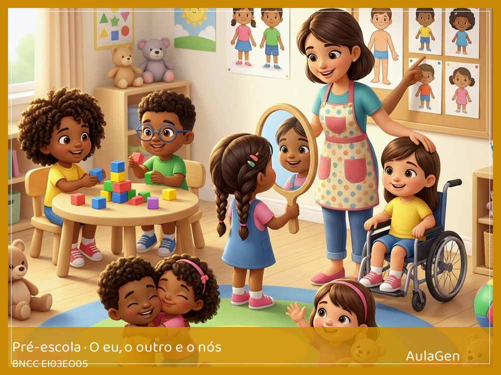 Plano de aula de O eu, o outro e o nós para Pré-escola — Meu corpo, meu jeito (BNCC EI03EO05) | AulaGen
