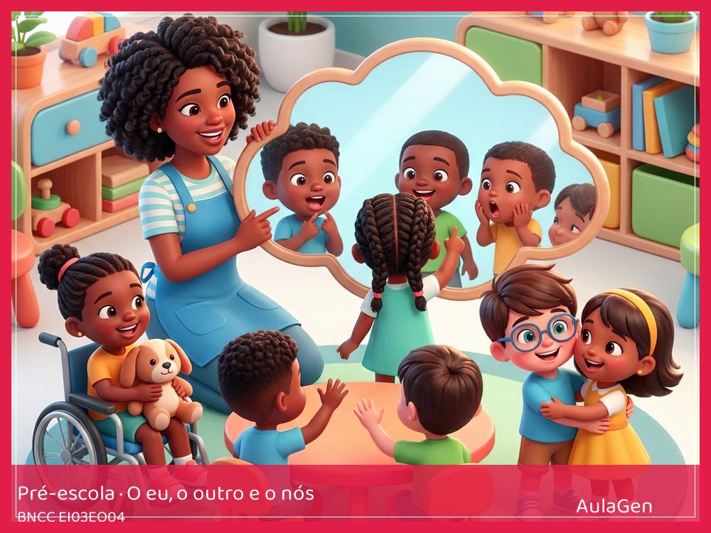Plano de aula de O eu, o outro e o nós para Pré-escola — Meu rosto conta sentimentos (BNCC EI03EO04) | AulaGen