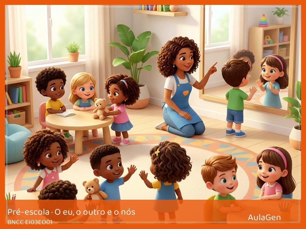 Plano de aula de O eu, o outro e o nós para Pré-escola — O lugar do outro na fila (BNCC EI03EO01) | AulaGen