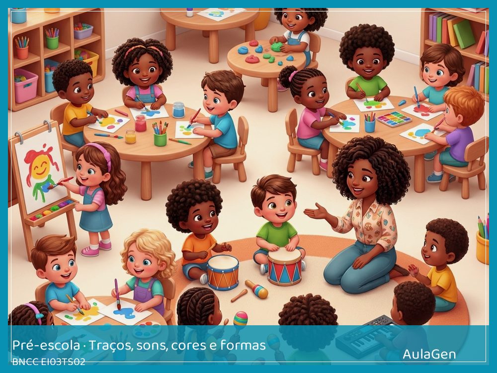 Plano de aula de Traços, sons, cores e formas para Pré-escola — Bichos inventados de massa (BNCC EI03TS02) | AulaGen