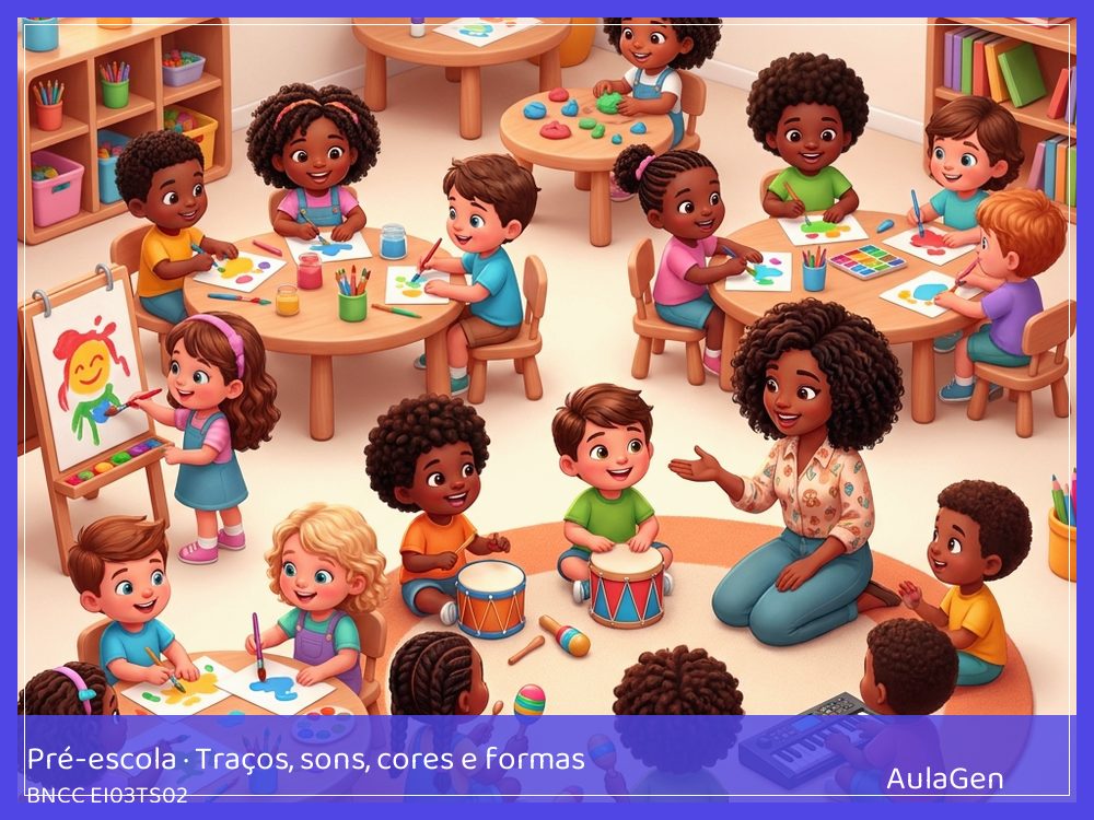 Plano de aula de Traços, sons, cores e formas para Pré-escola — Escultura de caixas: cidade pequena (BNCC EI03TS02) | AulaGen
