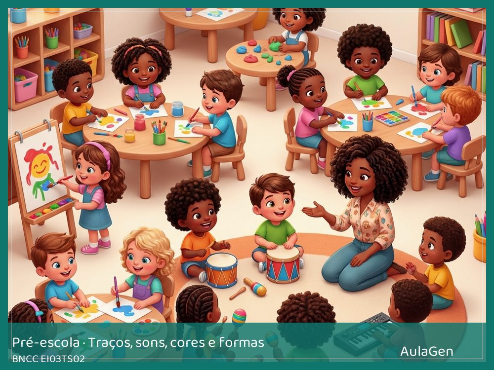 Plano de aula de Traços, sons, cores e formas para Pré-escola — Meu retrato de chegada (BNCC EI03TS02) | AulaGen