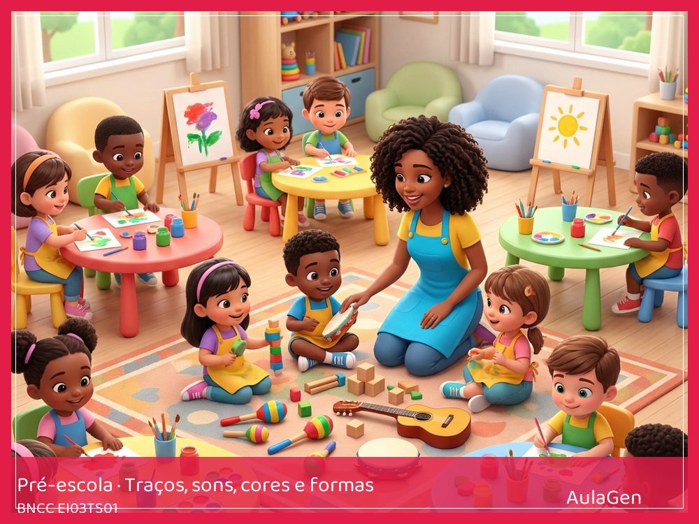 Plano de aula de Traços, sons, cores e formas para Pré-escola — Orquestra de objetos da sala (BNCC EI03TS01) | AulaGen