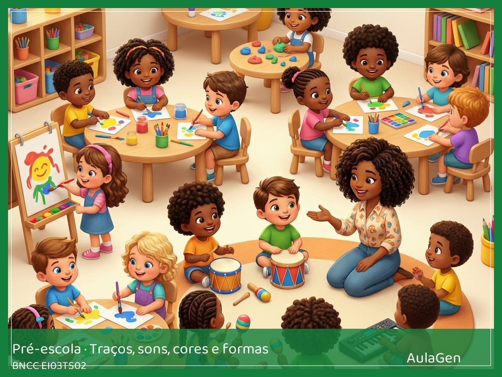 Plano de aula de Traços, sons, cores e formas para Pré-escola — Pequenos habitats de argila (BNCC EI03TS02) | AulaGen