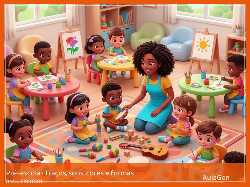 Plano de aula de Traços, sons, cores e formas para Pré-escola — Sons do meu nome (BNCC EI03TS01) | AulaGen